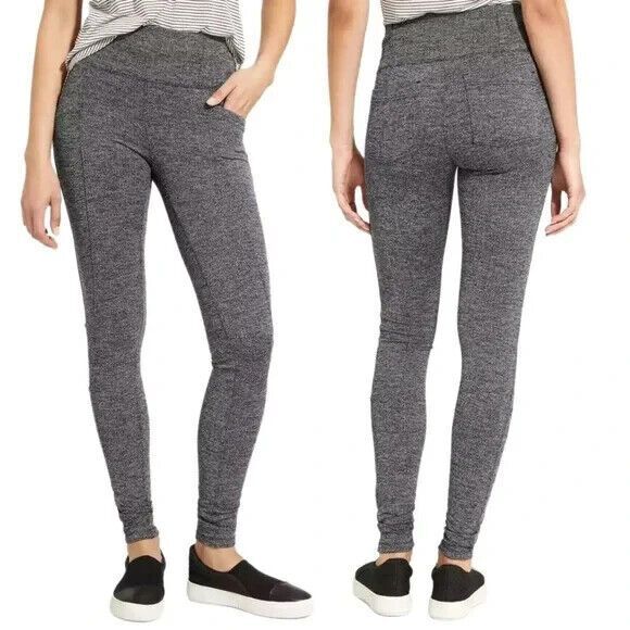 Athleta Herringbone Metro Legging Pant Sz‎ Small Gray Yoga Fitness Pants 349156 - Picture 1 of 8